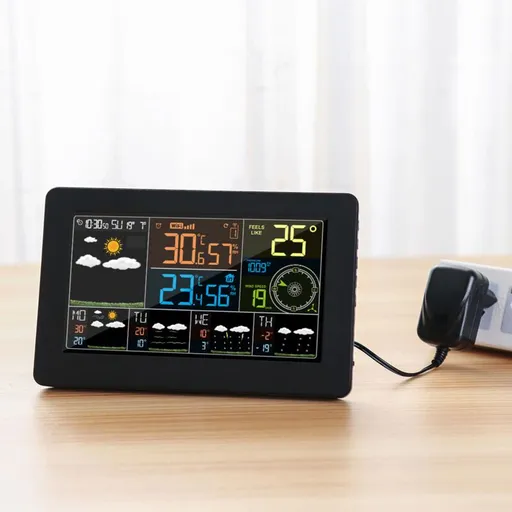 WiFi Color Weather Station with App Indoor Outdoor Temperature Humidity Pressure Wind Speed Clock