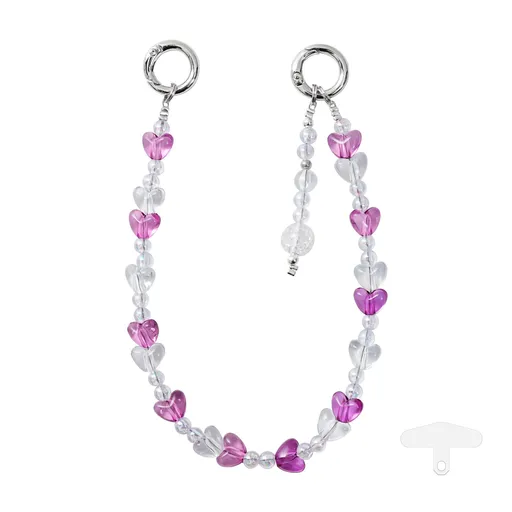 PFSKA18 Trendy Double-Clasp Beaded Phone Wrist Strap - Colorful Acrylic & Metal Anti-Loss Lanyard with Spacer Gift