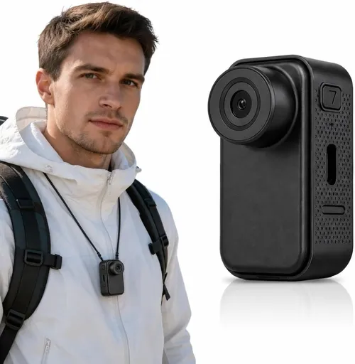 2K Mini Action Camera, Thumb Wearable Vlogging Camera with Hands-Free POV Recording, Portable Helmet Cam for Cycling Motorcycle Outdoor - Black - Size With 8G memory card