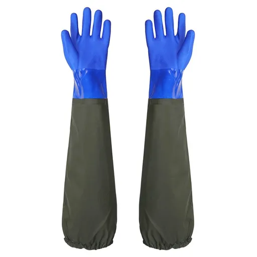 Aquatic, seafood, fishing gloves, dishwashing, car washing, extended anti slip, wear-resistant, waterproof, acid alkali resistant, and cutting protective gloves（blue）
