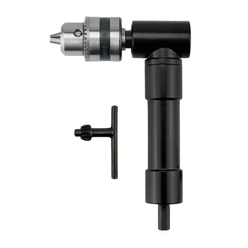 Drill Chuck Extension, 90 degree attachment Adapter With 3/8" Keyed Chuck 8mm Hex Shank Power Tool Accessory（10.8*15.5cm)