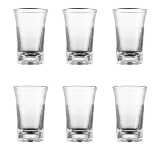 6 Pack Shot Glasses, heavy base whiskey espresso and liquor glasses in a clear modern set for home bars and parties