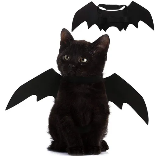 Pet Cat Bat Wings for Halloween Party Decoration, Puppy Collar Leads Cosplay Bat Costume,Cute Puppy Cat Dress M