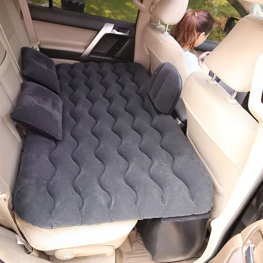 Car Rear Seat Inflatable Mattress Travel Bed with Air Pump Pillow Storage Bag Portable Camping Cushion for SUV Van Road Trip Comfortable Sleep