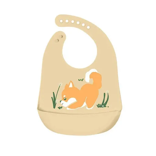 Silicone Waterproof Feeding Bib Apron with Pouch Easy to Clean Smock for Mealtime Use - Puppy