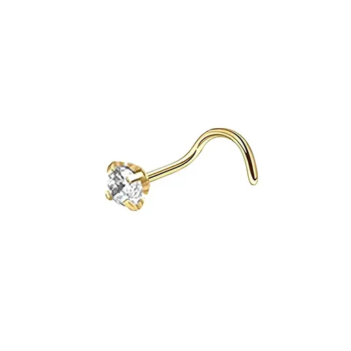 Stainless Steel Nosepiece with Gold Nose Stud Stylish Piercing Jewellery Women - S-Shaped Rod-3mm