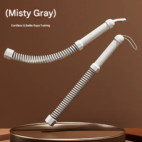 Grey Heavy Cordless Battle Rope - Portable Weighted Fitness Rope for Home Gym Strength & Cardio Training