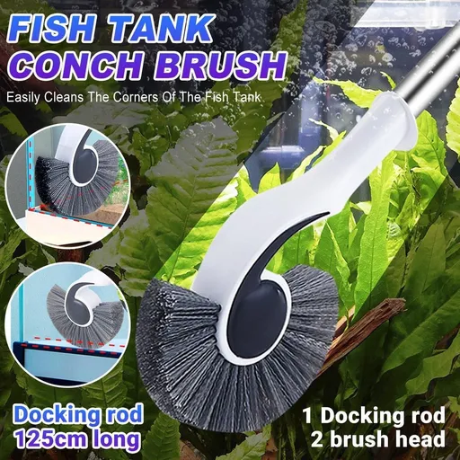 Fish Tank Cleaning Tool Long Handle Algae Removal Conch Brush Seahorse Cleaner