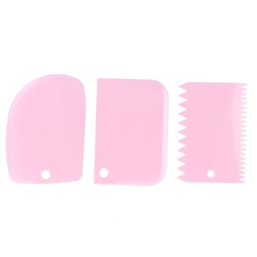 3PCS/Set Cake Cream Scraper Dough Pasty Cutters Scraper Kitchen Tool DIY Baking ToolPink
