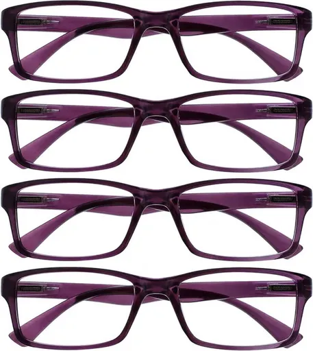 Purple Reading Glasses 4-pack Value Designer Style Men Women(+3.00)