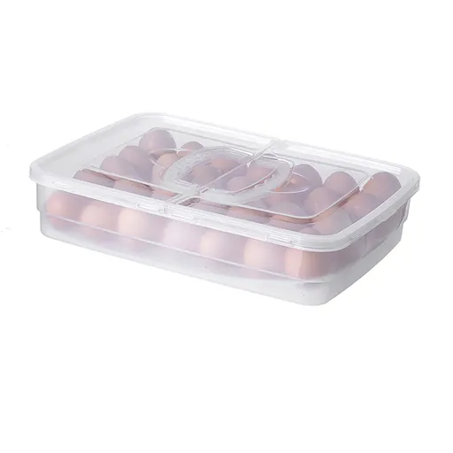 Portable Egg Storage Box 34 Grids Plastic Egg Storage Carrier with Handle for Kitchen Refrigerator Outdoor