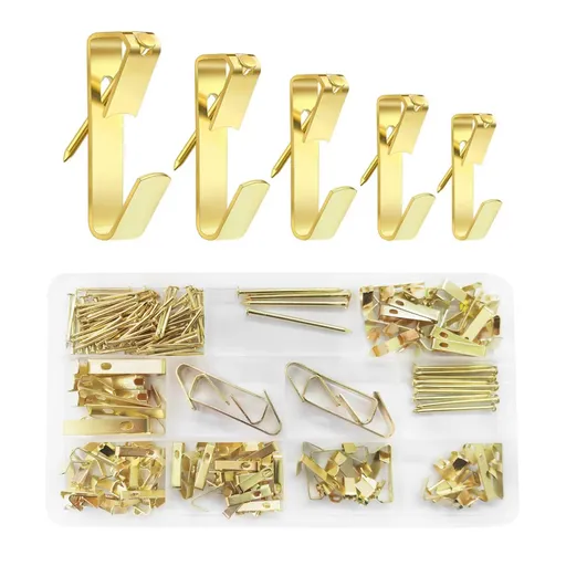 Picture Hangers, 180pcs Picture Hooks with Nails, 10-100lbs Picture Hanging Kit, Professional Picture Hanging Hooks(Gold 10-100lb)