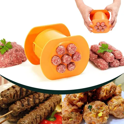 One Press Cevapcici Sausage Maker Stuffer,Press Handmade Hot Dog Meat Strip Machine Molds Non Stick Kitchen Meatball Maker