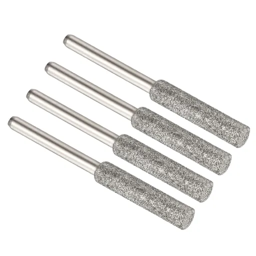 3/16 Inch Diamond Chainsaw Sharpener, 4 Pack Sharpening Stone Polishing Grinding File Tool for Grinding and Carving Workpi, Silver