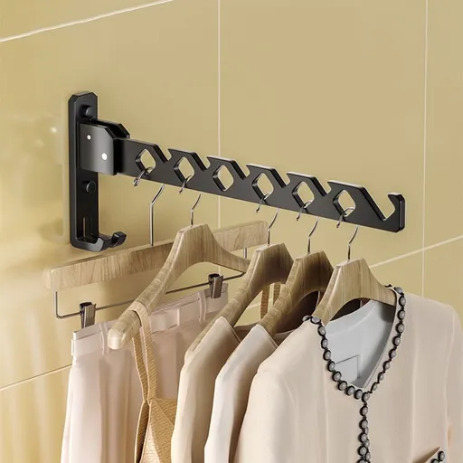 Wall Mounted Clothes Drying Rack, Wall Clothes Hanger Foldable, Laundry Hanger Hook For Bathroom, Wall Clothes Rack Indoor, Perfect For Small Spaces