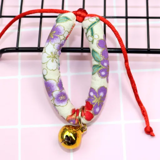 Cat Collar Odd Pet Japanese Style Cloth Bell Yifeng round bell milky white