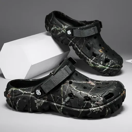 Men'S Summer Mules Beach Shoes Thick-Soled Mules EVA Shoes Anti-Slip Shoes - Black - Size 40