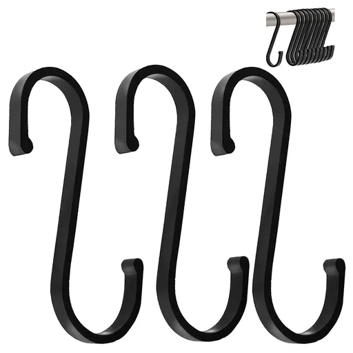 12 Pack Aluminum S Hooks, Versatility S-Hooks Coffee Cup Hooks for Hanging Coffee Mugs, Kitchen Pot and Pans, Grill Utensils,