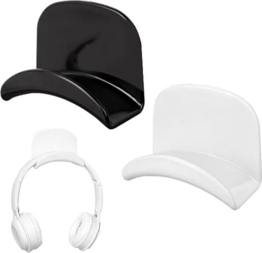 Headset Holder - 2-Piece Headphone Hook - Headset Stand - Universal Headphone Hook - Gaming Headset Stand - Headphone Hook Wall Mount - For Most Gaming Headphone Controllers - White+Black