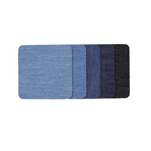 5 Pack Iron On Denim Repair Patches, Cotton Fabric Patches for Jeans Knees Pants Clothing Repair and Decoration, Blue Assorted
