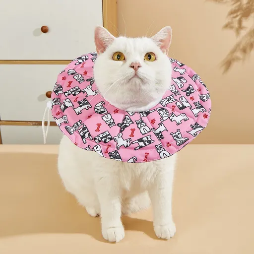 Soft Pet Elizabethan Collar Cartoon Waterproof. XL Pink Dog