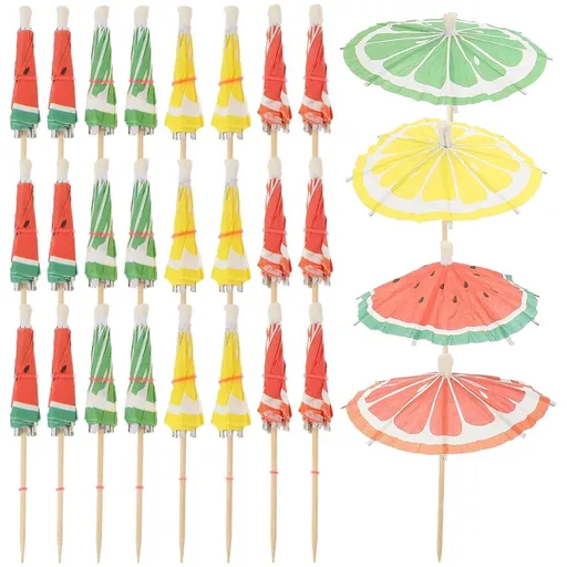 50-Pack Assorted Color Festival Umbrella Picks 4-Inch Decorative Cocktail Drink Stirrers and Party Accessories
