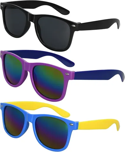 3 Pack Kids Sunglasses Set, Colourful Outdoor Eyewear for Dress Up, Parties, Holidays, Photography and Everyday Play
