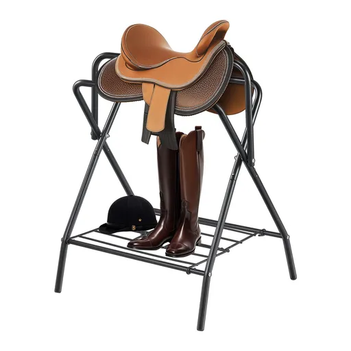 Folding Saddle Rack Heavy Duty Steel Portable 28 x 19 x 37.5 in Black 2 Packs Freestanding Horse Saddle Stand Tack Storage