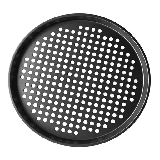 1PCS Round Pizza Pan 31.5cm Pizza Pan with Holes,Pizza Baking Pan for Oven Baking Supplies BBQ (Black)