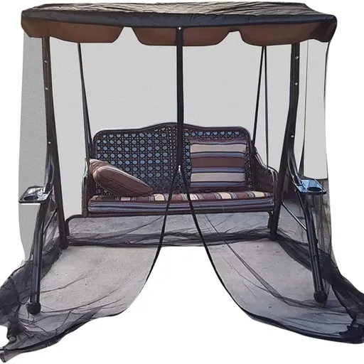 Patio Swing Mosquito Netting Polyester Mesh Screen with Zipper Opening Outdoor Swing Chair Mosquito Net for Patio (3 Seater 49.2x80.7x80.7inch,Only mesh cover)