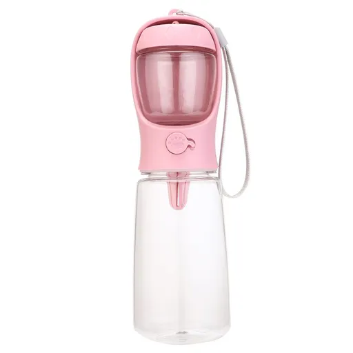 2-in-1 Dog Water and Food Cup for Outdoor Use Portable Detachable 550ML Water Food Cup Pink