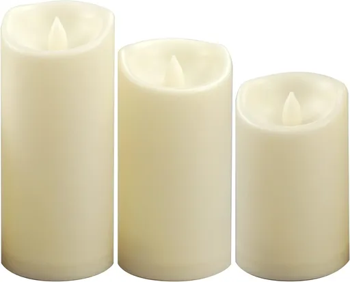 3 Pieces Flameless LED Candles with Moving Flame Effect for Christmas, Table Decor, Living Rooms and Safe Ambient Lighting, White