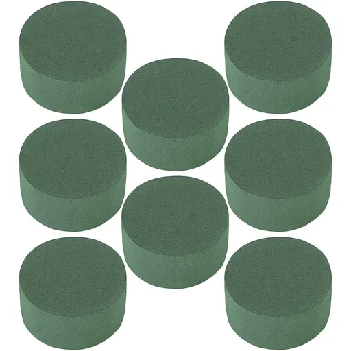 8Pcs Green Floral Foam Block Round Flower Mud Water Absorbent for Flower Arrangement Decor