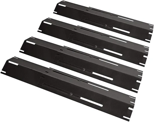 Universal Replacement Heavy Duty Adjustable Porcelain Steel Heat Plate Shield, Heat Tent, Flavorizer Bar, Burner Cover, Flame Tamer for Gas Grill, Extends from 11.75" up to 21" L, 4 Pack