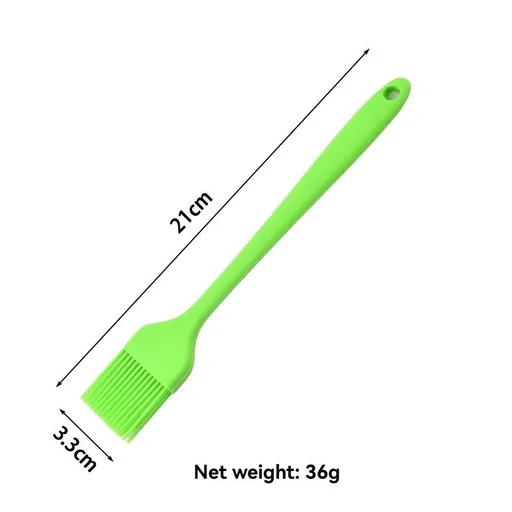 silicone oil brush, grilling brush, baking brush, high heat resistant brush, 21cm brush, baking cloth brush, kitchen tools, bbq accessories, non-stick brush, oil spreading brush - Green - Size 6PCS
