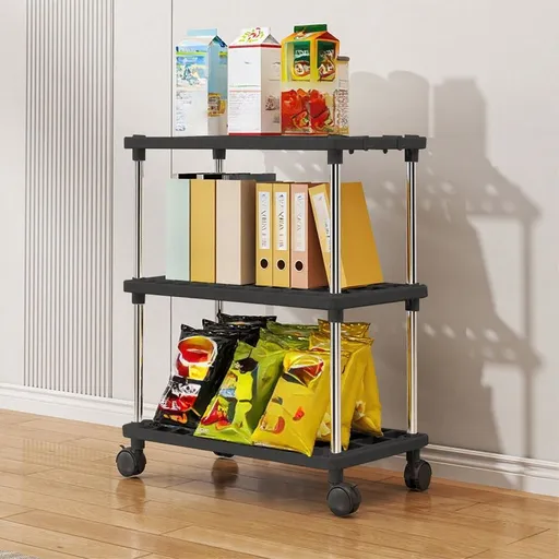 3 Small Shelves Storage Shelf, Adjustable Organizers Storage Shelving With Wheels For Bathroom Laundry Room Kitchen Pantry