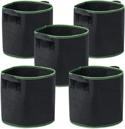 5 Pack 10 Gallon Plant Grow Bags, Non-woven Fabric Planting Pots, Reusable Breathable Garden Plant Bags, 40 x 30cm Black Planter Bags for Vegetables & Flowers