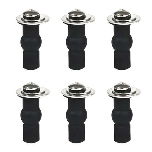 6 Pack Universal Toilet Seat Hinges Screw, Toilet Seat Hinges Blind Hole fixings Expanding Rubber Top Fix Nuts Screws for Top Mounting Toilet Seat Hinges-3 Pairs (with One Expandable Ball)
