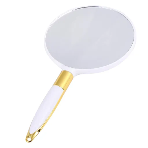 Round Hand Held Mirror for Makeup Hand Mirror (White) This Round Single-sided glass mirror With exquisite