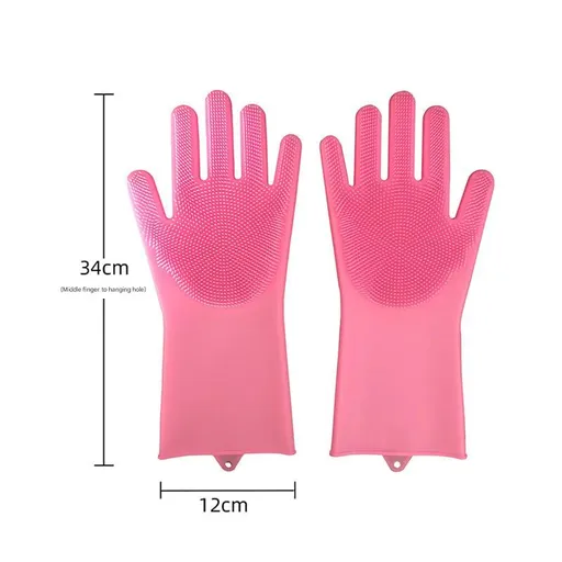 Pink Silicone Pet Bathing Gloves - Pink Double-Sided Design for Cats and Dogs - Gentle Massage, Easy Lather, Durable and Waterproof, Ideal for Pet Grooming and Home Use