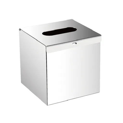 Square Stainless Steel Tissue Box Cover - Wall Mounted Stylish Paper Facial Cover, Modern Metal Tissue Box Holder for Bedroom/Bathroom/Vanity/Countertop（304 bright light）