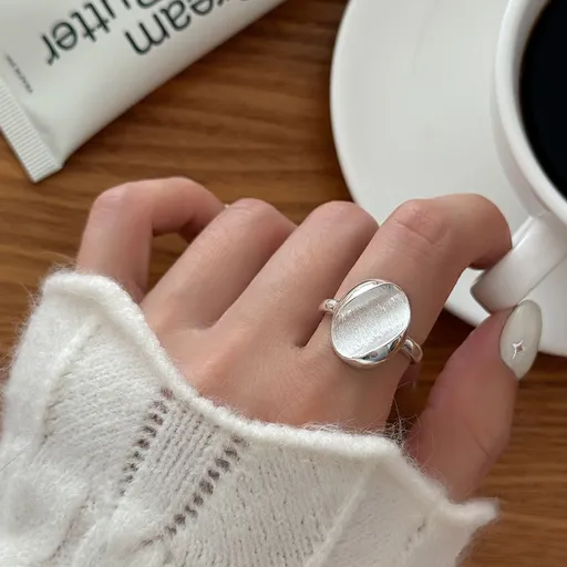 JZ1443 Daily Basic Band | Retro Silver Basic Daily Ring | Christmas Everyday Essential Gift | Tarnish Resistant Adjustable Basic Daily Wear Women's All-Match Ring