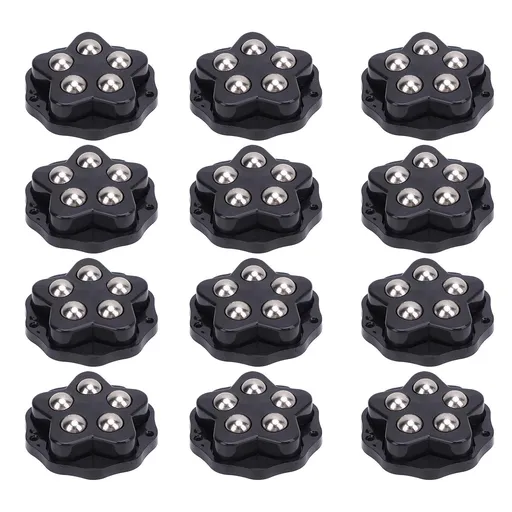 12PCS Self Adhesive Caster Wheels with Brake Pads 360 Degree Rotation Heavy Duty Furniture Casters for Appliances Bookcase Nightstand Planters Black
