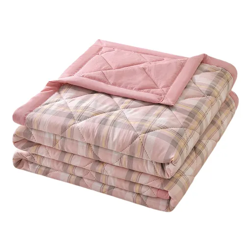 Reversible Patchwork Quilts,Lightweight Plaid Bedspreads Coverlets Quilt Bedding Blanket for All Seasons- pink A - 59X39"
