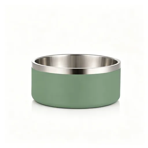 32oz 304 Stainless Steel Cat Dog Bowl | Double Thick Pet Water Bowl | Skid Resistant Base | Green | for Small Dogs & Cats | Christmas Natural Small Dish
