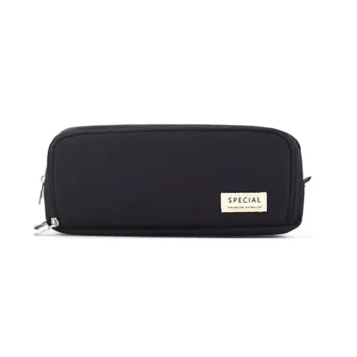 Zipper Pencil Case Large Capacity Storage Bag School Stationery Makeup Organizer - Black