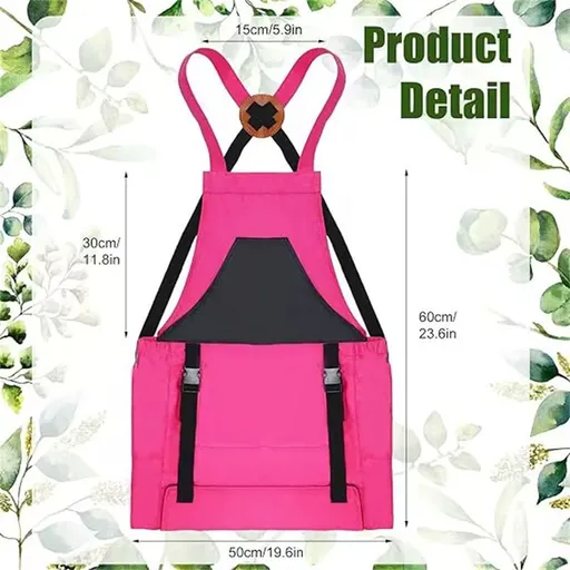 Garden Harvest Apron with Large Detachable Harvest Pouch, Adjustable Shoulder Strap Fruit Vegetable Picking Waist Apron, Multi Use Gardening Gathering Apron for Backyard Farmer-pink