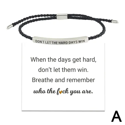 Don't Let the Tough Days Win Bracelet for Women and Men, Inspirational Black onesize