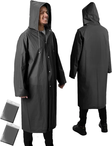 Rain Ponchos for Adults Lightweight Reusable Raincoats for Men Women Emergency Rain Jacket with Hood 2 Pack