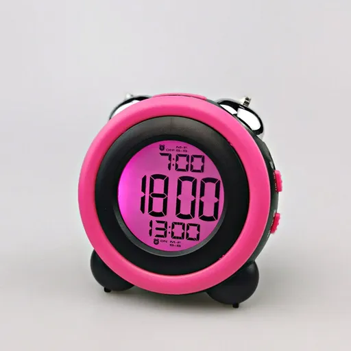 Pink and Black Digital Alarm Clock for Heavy Sleepers with Dual Alarms, Snooze and LED Night Light